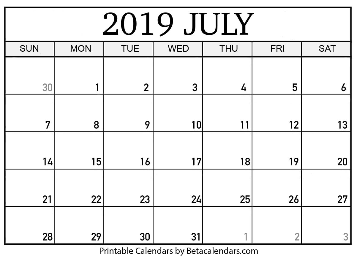 July Printable Calendar 2019 Printable Word Searches