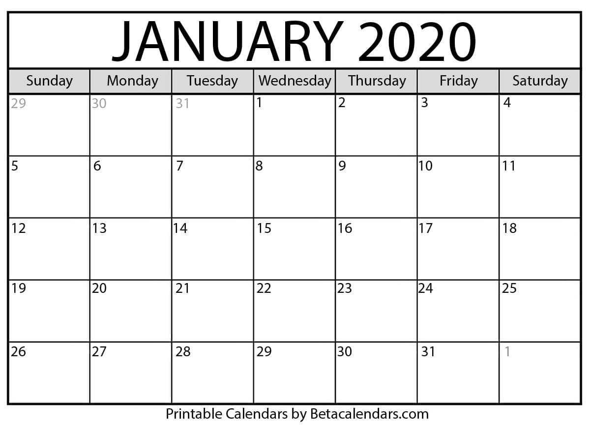 Printable Calendar January 2020 Calendar Printables Free Templates Riset