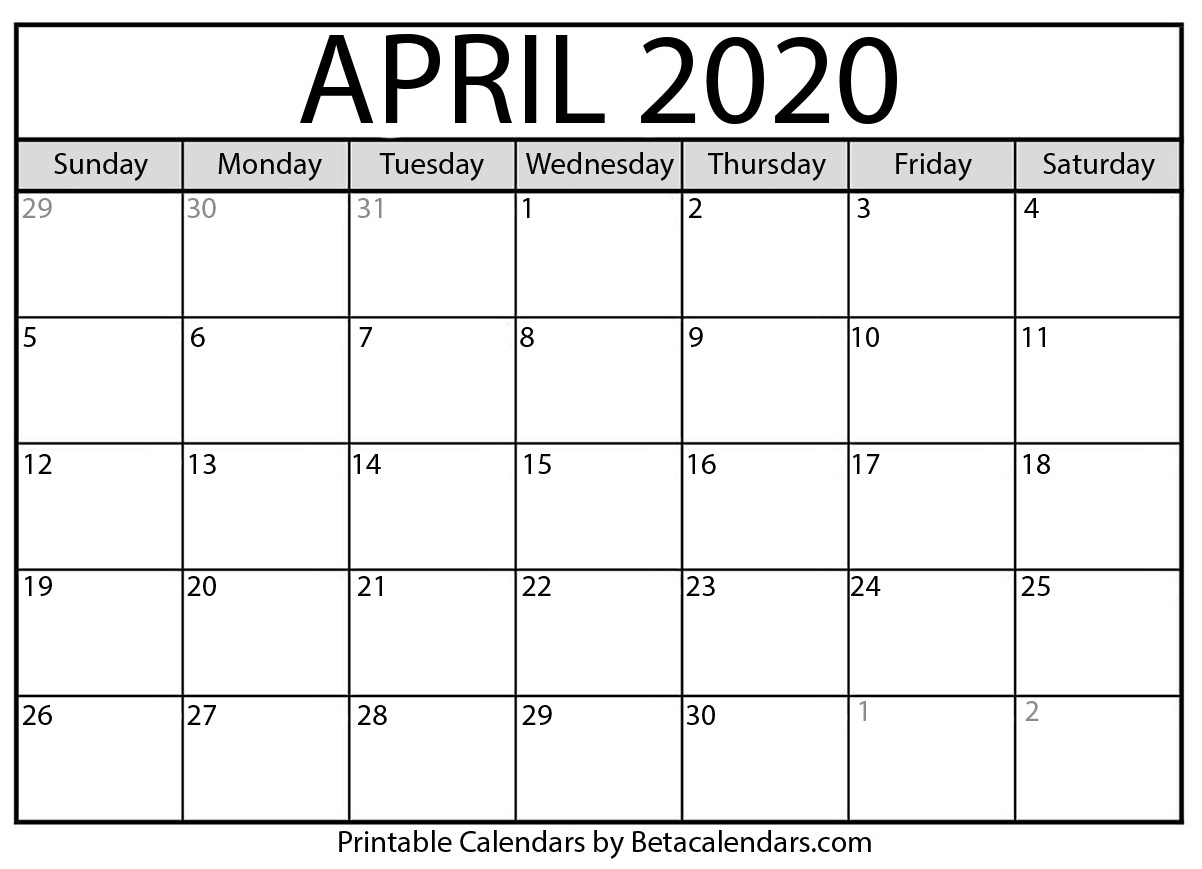 Printable Calendar April April2020calendarfreeprintablecrystals