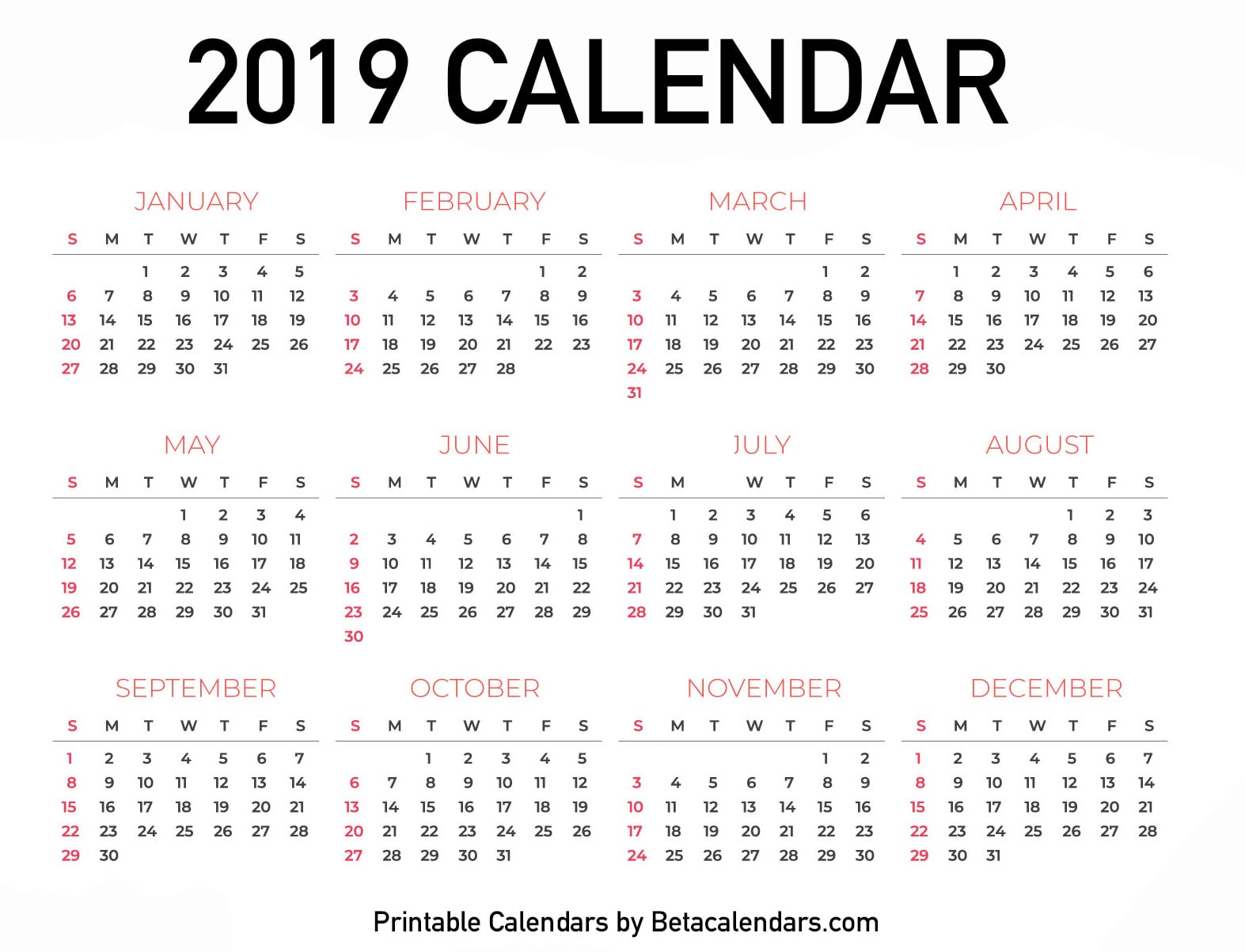 2019 Calendar Pdf