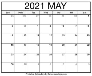 2021 May Calendar Printable