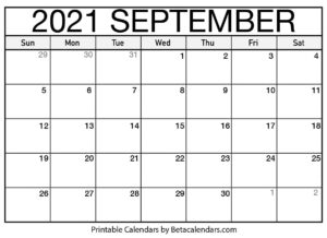 2021 September Calendar