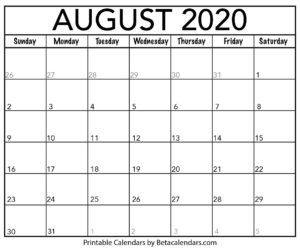 August Calendar