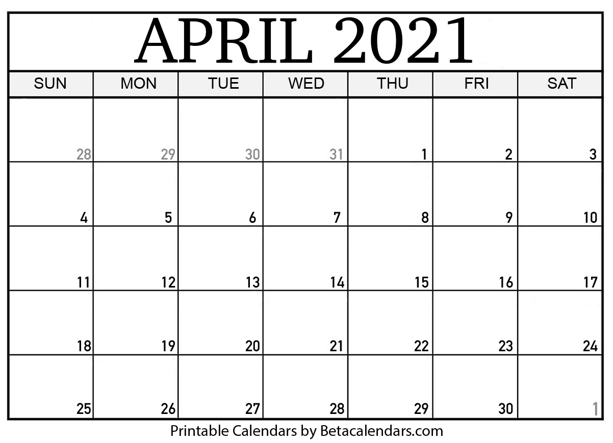 April 2021 Printable Calendar With Holidays