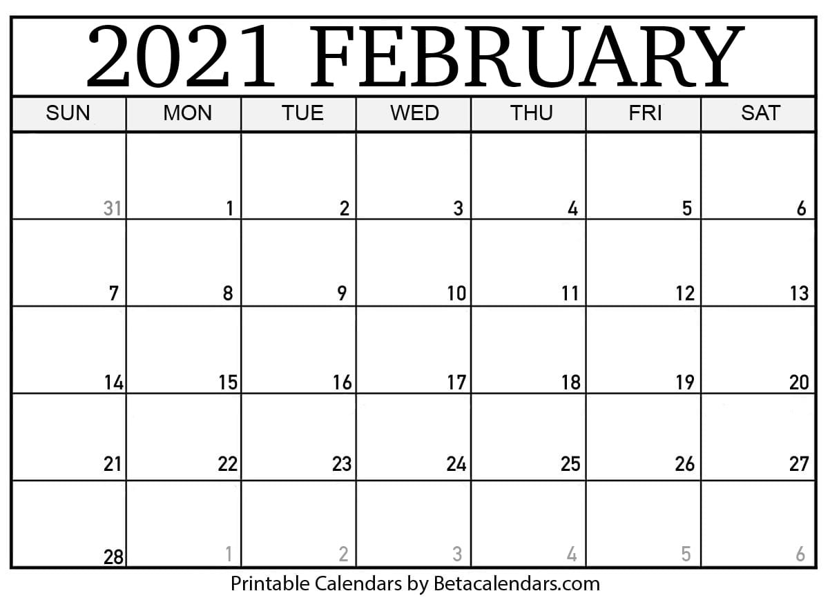 florida calendar of events february 2021 Printable February 2021 Calendar Beta Calendars florida calendar of events february 2021