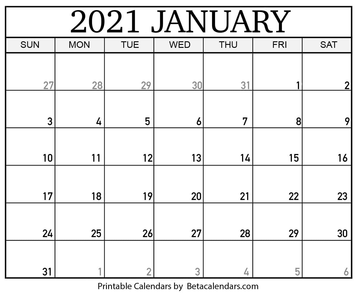 2021 Calendar With Holidays January
