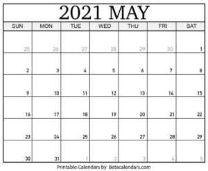 Blank May 2021 Calendar