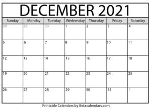 December 2021 Calendar