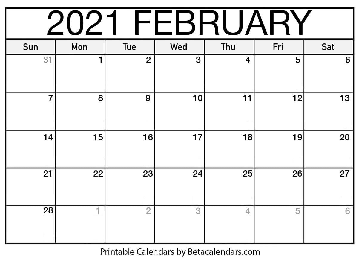 florida calendar of events february 2021 Printable February 2021 Calendar Beta Calendars florida calendar of events february 2021