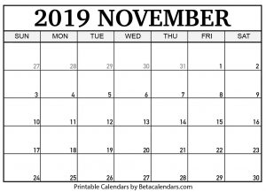Free November 2019 Calendar