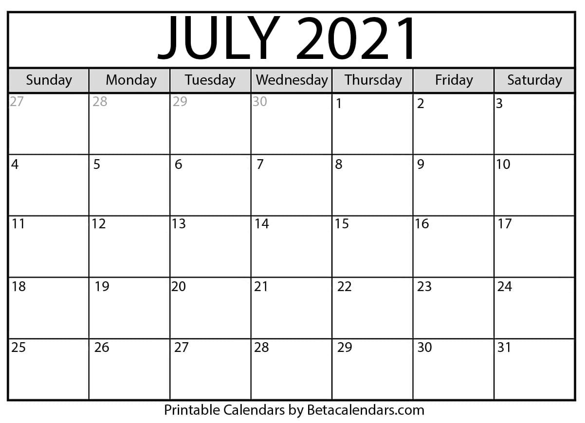 48+ Free Printable July 2021 Calendar With Lines Images