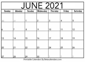 June 2021 Calendar Printable