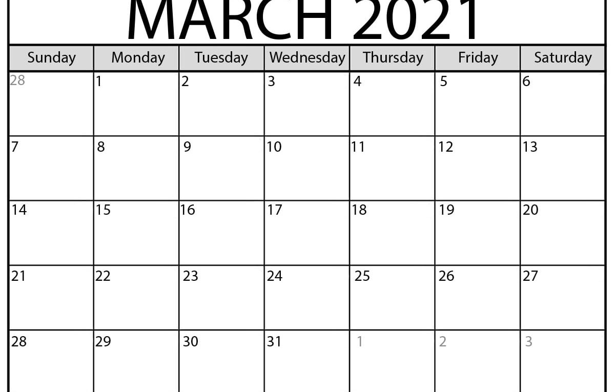 March 2021 Calendar - Calendar 2021
