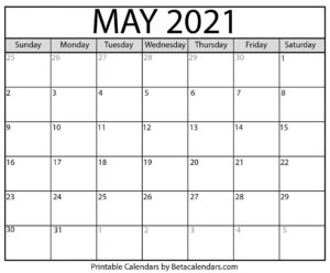 May 2021 Calendar