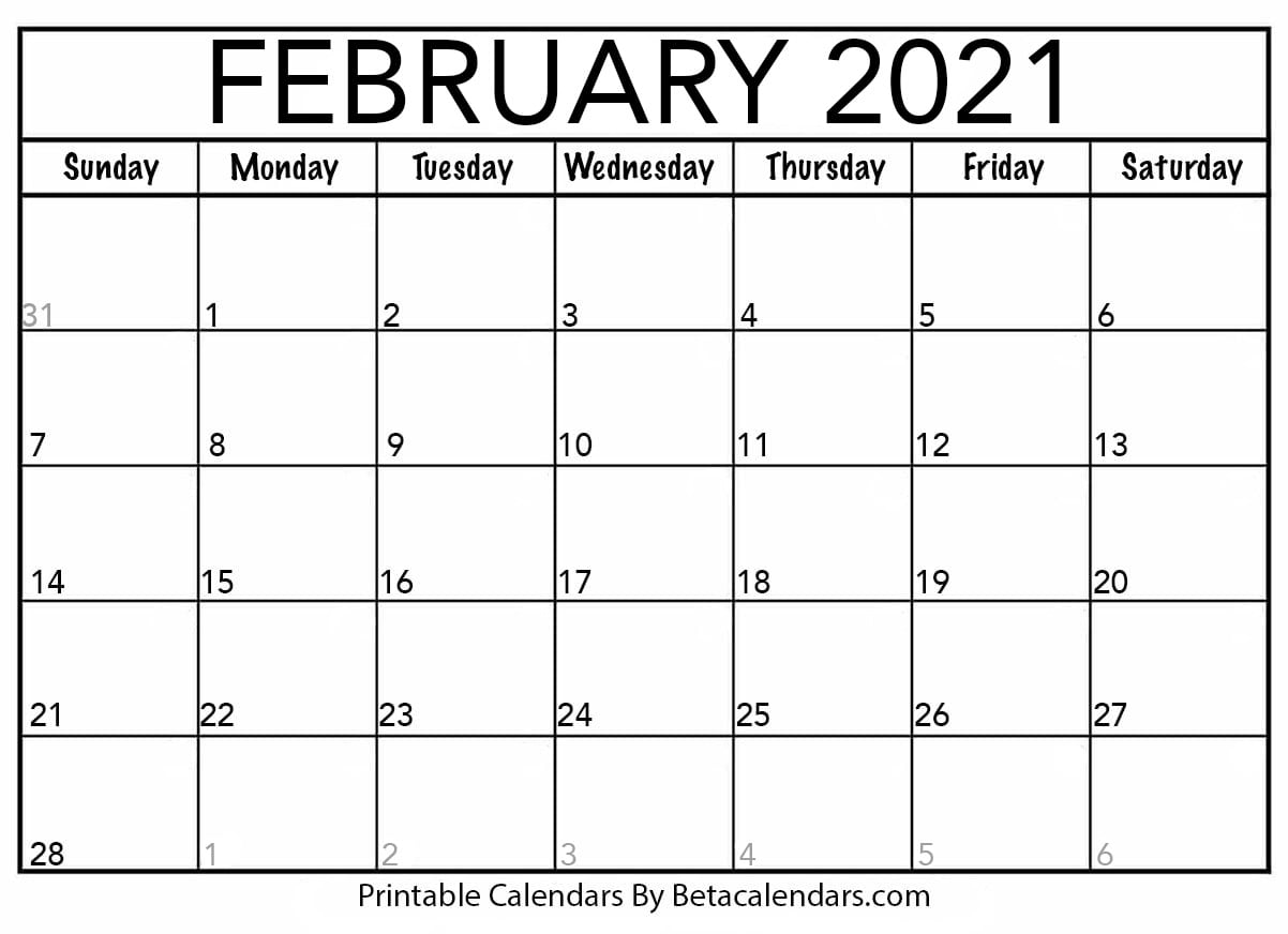 florida calendar of events february 2021 Printable February 2021 Calendar Beta Calendars florida calendar of events february 2021