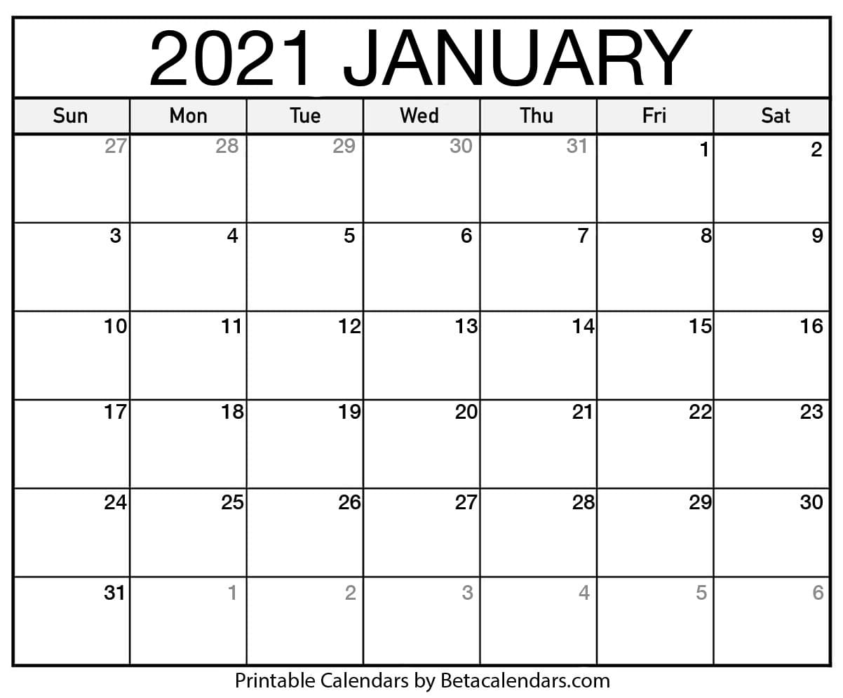 empty january 2021 calendar January 2021 Calendar Blank Printable Monthly Calendars empty january 2021 calendar