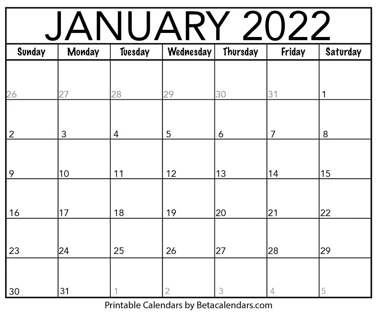 free printable january 2022 calendar