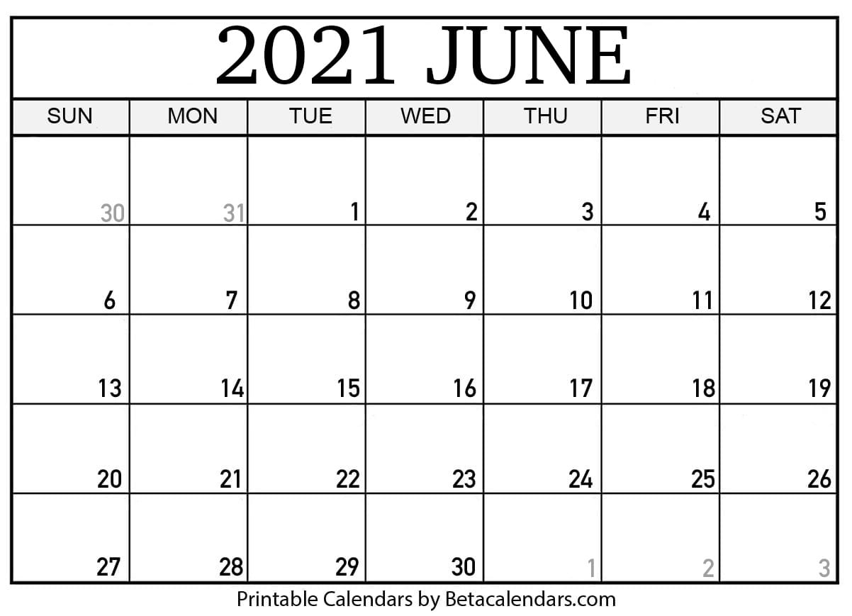 Printable Calendar June 2021 June 2021 Calendar Template Free