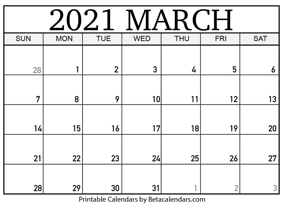 Featured image of post Free Printable Monthly Calendar Calendar Template March 2021
