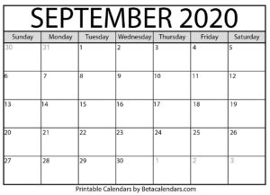 September 2020 Calendar