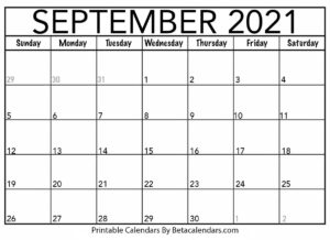 September 2021 Calendar Printable