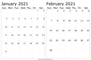 January February 2021 Calendar