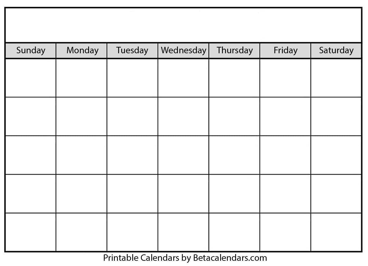Free Printable Blank Calendar With Regard To Full Page Blank Calendar Template