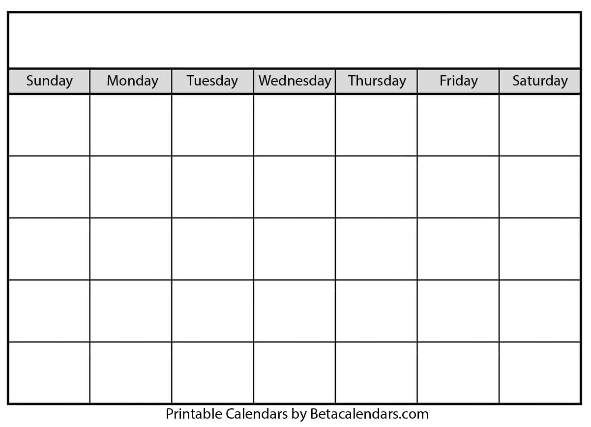 Free Printable Blank Calendar In Full Page Blank Calendar Template