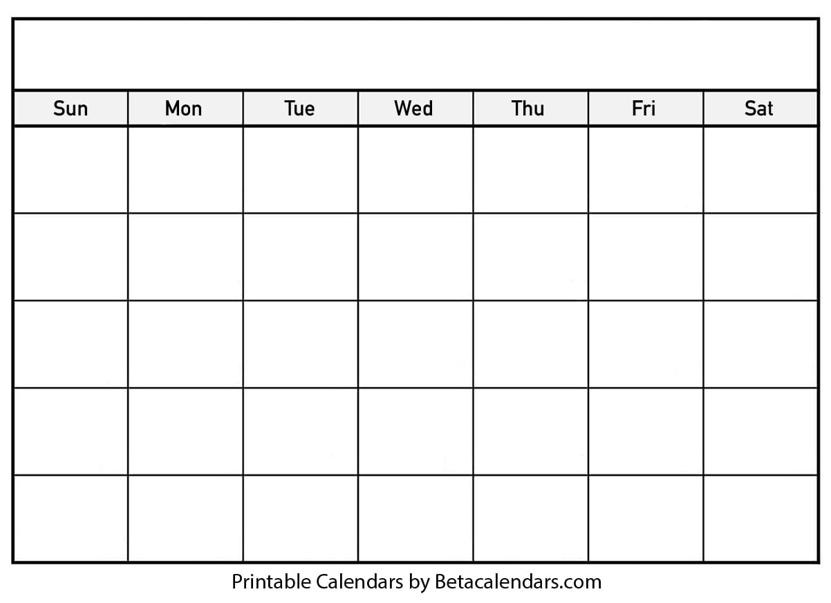 Free Printable Blank Calendar Free Printable Blank Calendar
