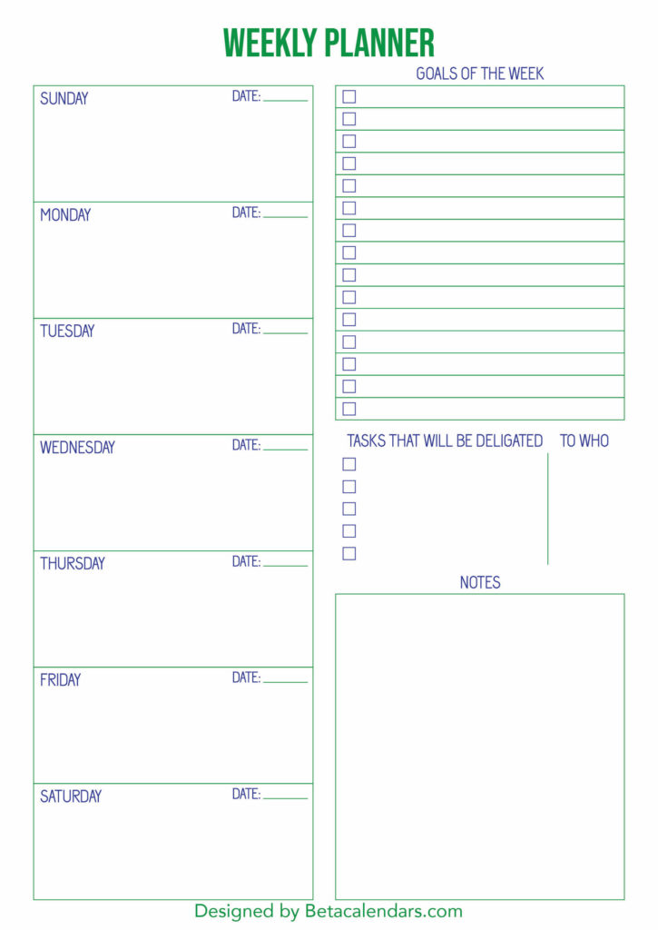 Free Printable Adhd Weekly Planner Template