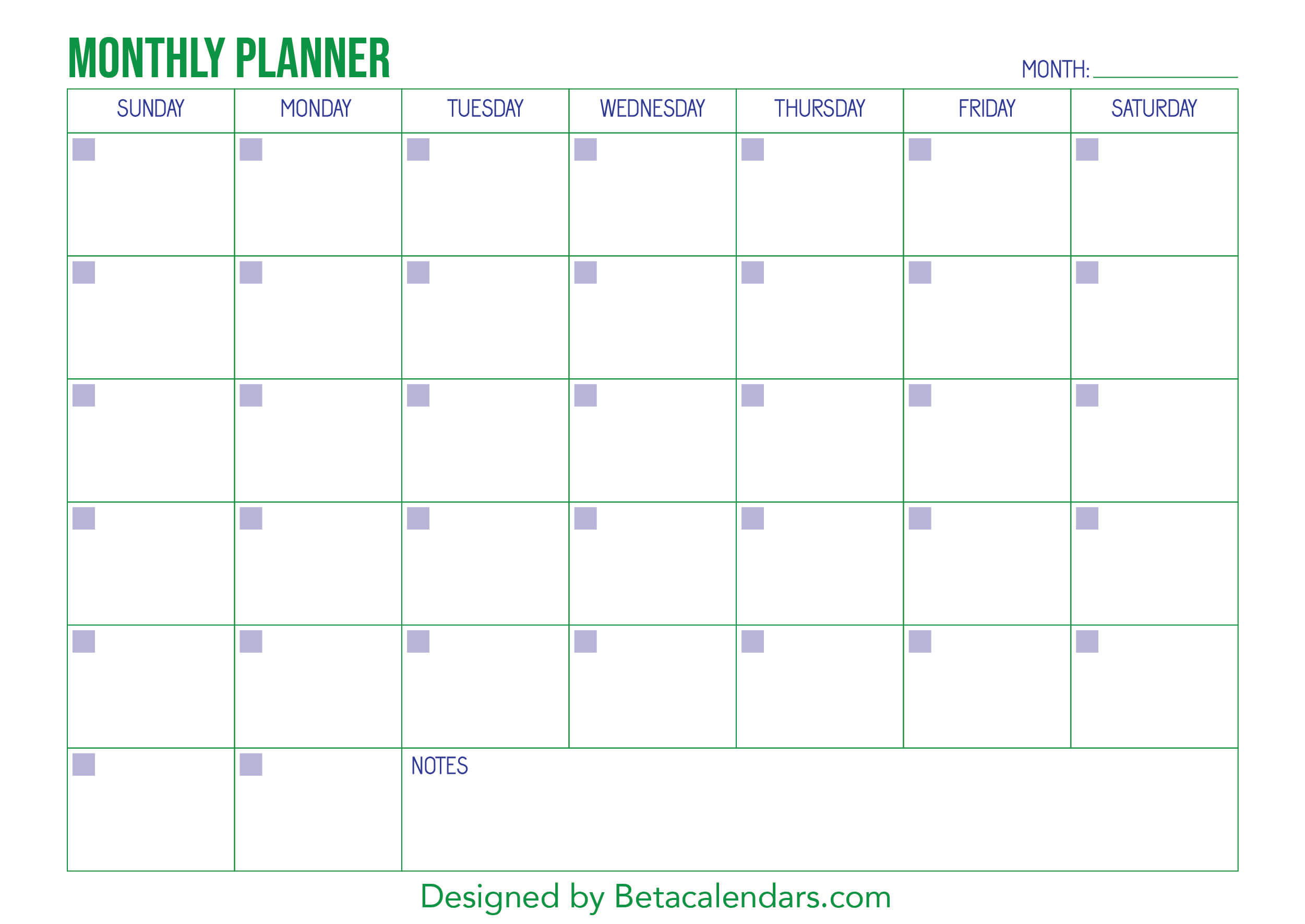 Month Schedule Template from www.betacalendars.com