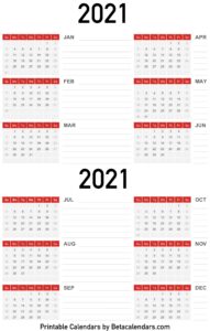 Calendar 2021 with notes