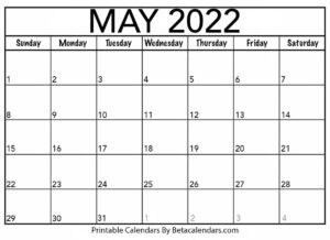 Blank May 2022 Calendar