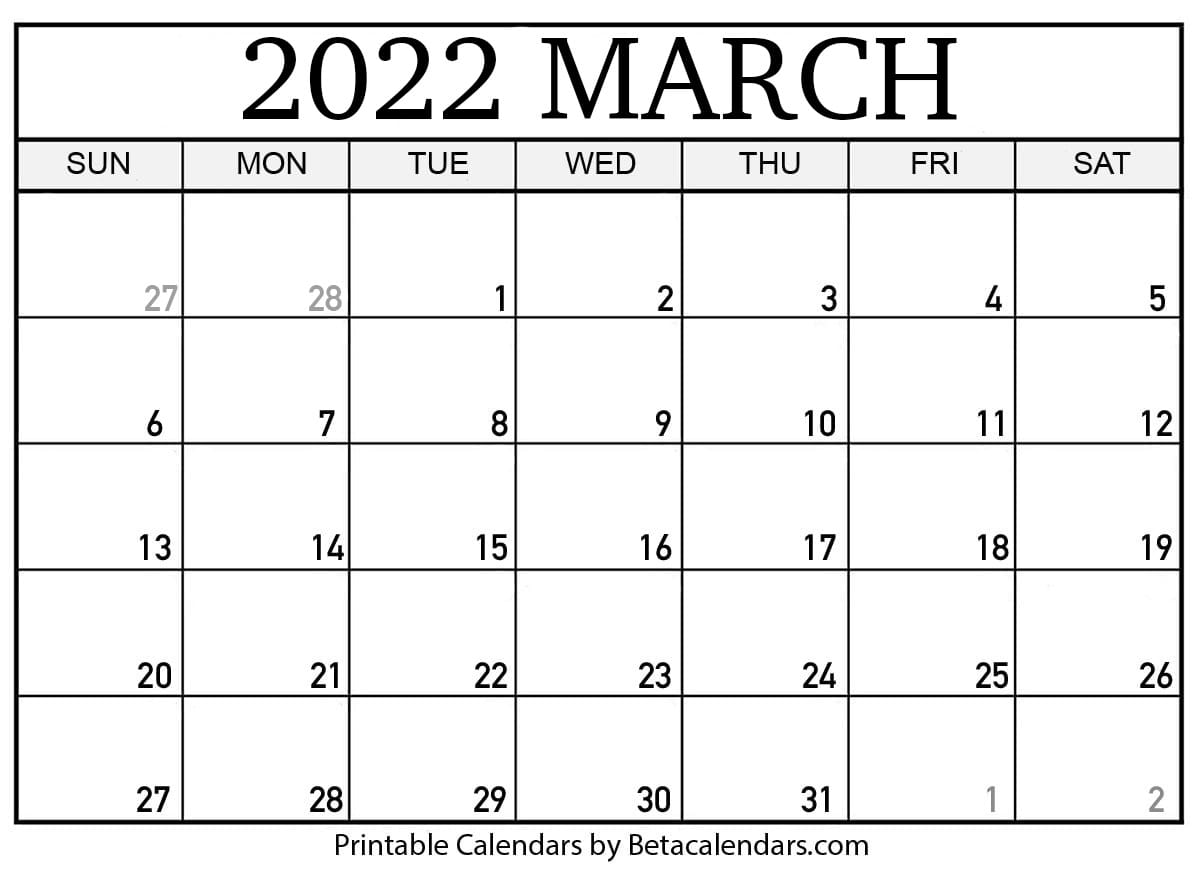 March Madness 2022 Calendar Free Printable March 2022 Calendar