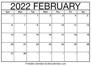 Printable February 2022 Calendar