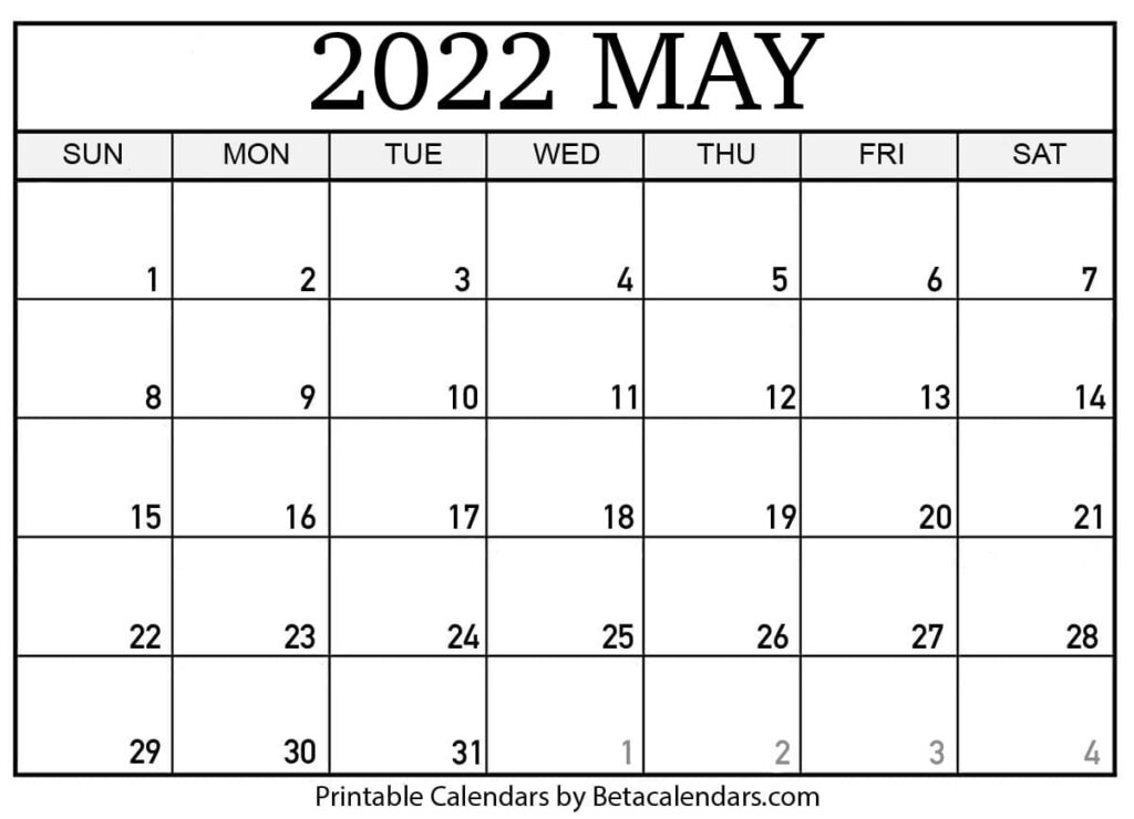 free printable may 2022 calendar