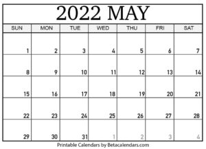 Printable May 2022 Calendar