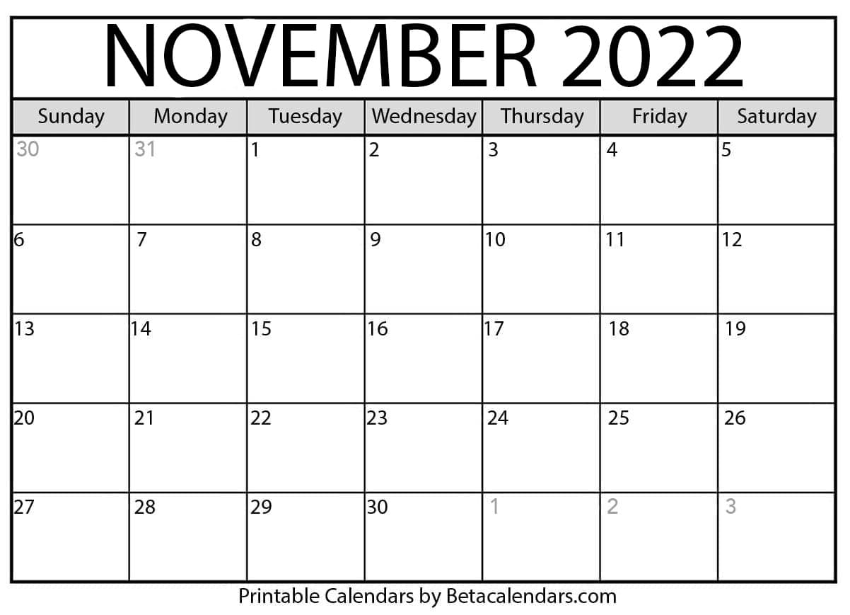 November 2022 Calendar Thanksgiving 9F_Kdn-Tocvwmm
