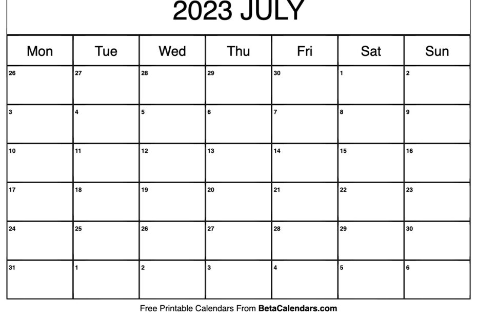July 2023 Calendar