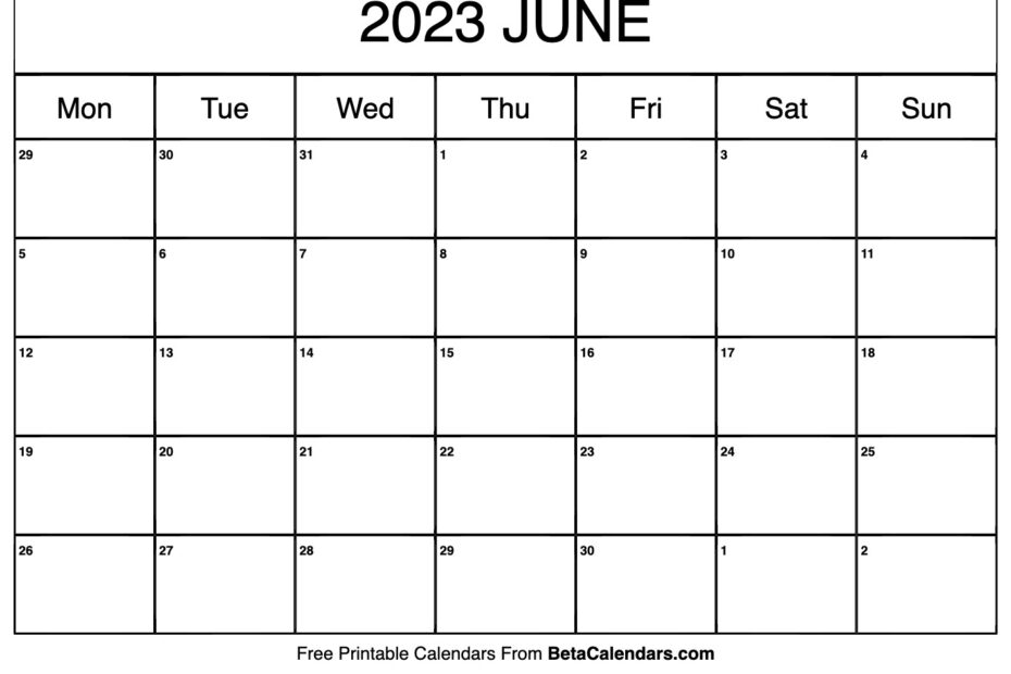 June 2023 Calendar