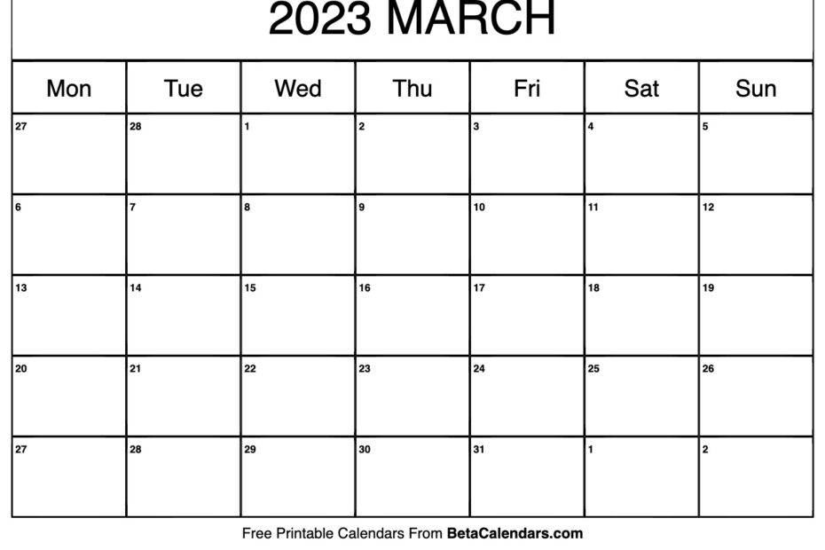 March 2023 Calendar