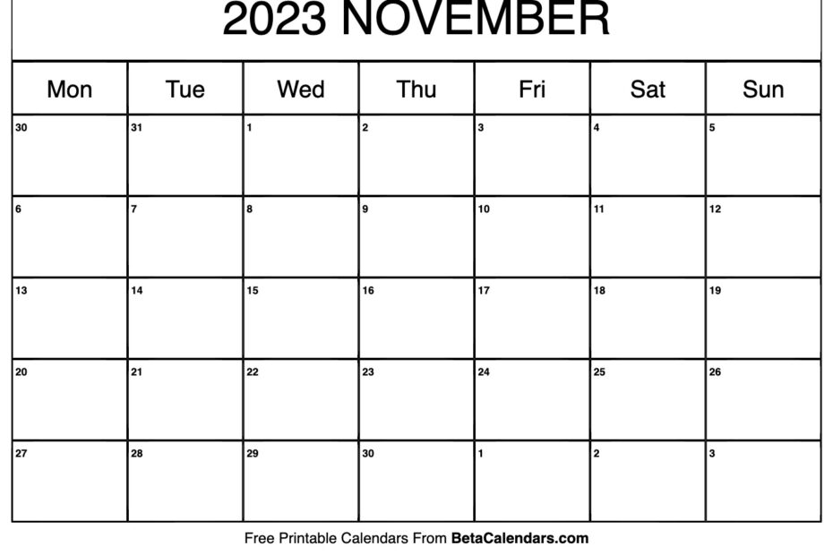 November 2023 Calendar