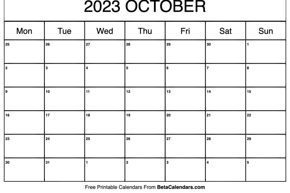 October 2023 Calendar