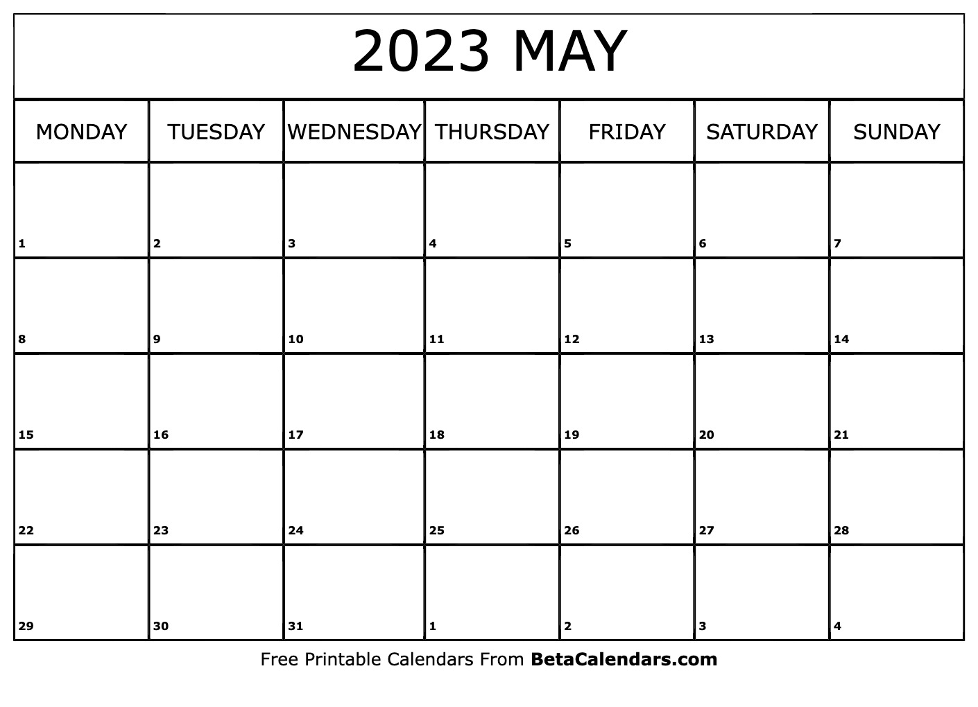 Free Printable May 2023 Calendar