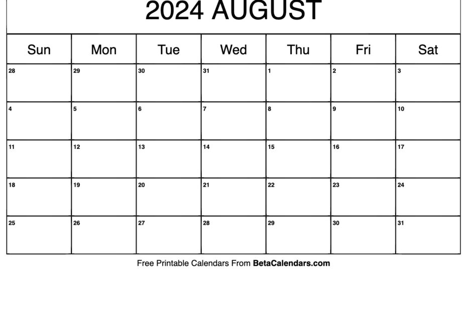 August 2024 Calendar