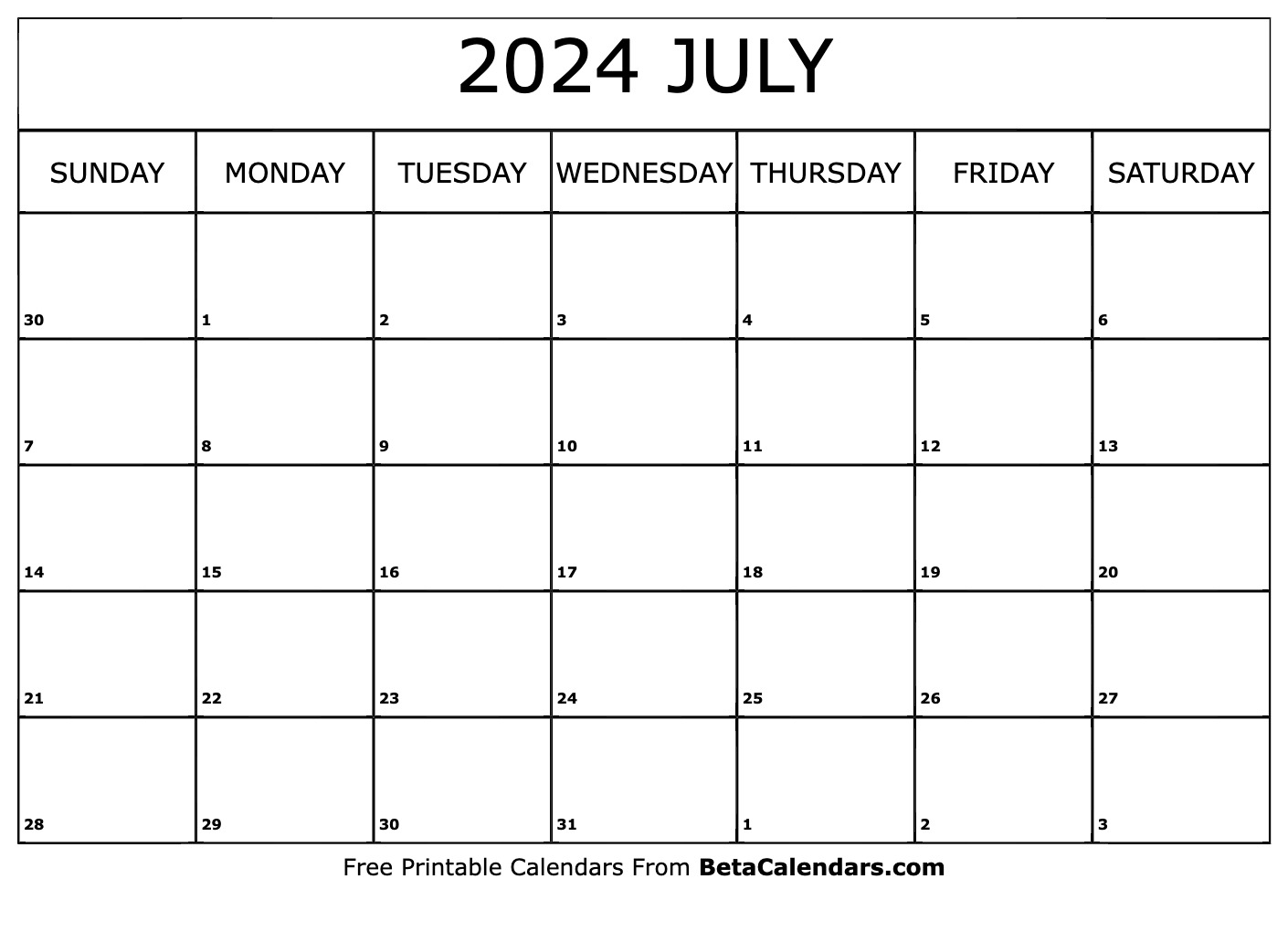 Printable July 2024 Calendar