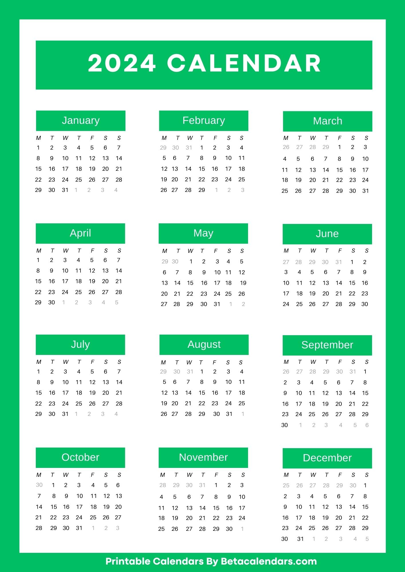 Free Blank 2024 Calendar